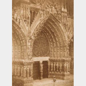 Charles Marville (French, 1813-1879) Central Portal, West Façade, Reims Cathedral
