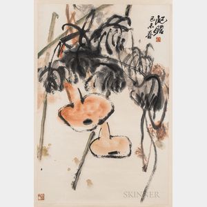 Hanging Scroll Depicting a Gourd Vine