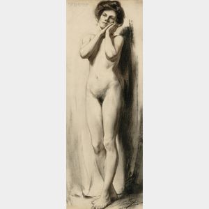 Eric L. (Frederic) Pape (American, 1870-1938) Standing Nude Portrait of Alice M. Pape, the Artist's Wife