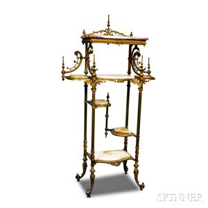 Rococo-style Cast Brass and Onyx Etagere