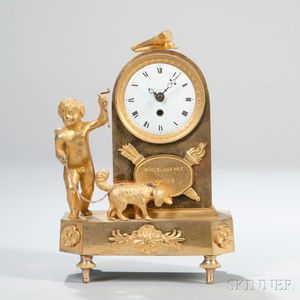 Diminutive French Gilt-bronze Figural Clock