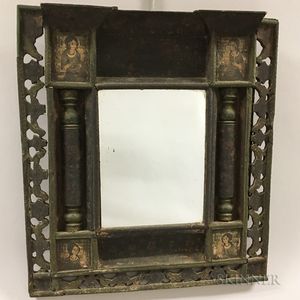 Carved and Paint-decorated Wood Mirror