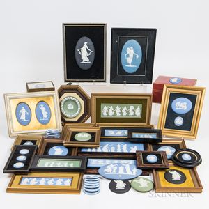 Approximately Forty-five Mostly Wedgwood Jasper Plaques and Medallions. 