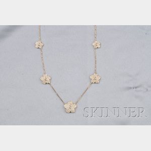 18kt Rose Gold and Diamond Flower Necklace