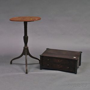 Federal Painted Cherry Candlestand and a Mahogany Two-drawer Worktable Top