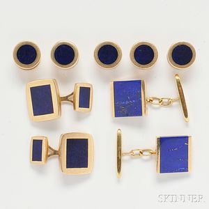 Group of 14kt Gold and Lapis Dress Items