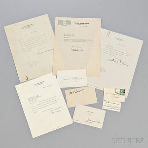 Roosevelt, Franklin Delano (1882-1945) Archive Containing One Presidential Typed Letter Signed and Signed Material Related to Members o