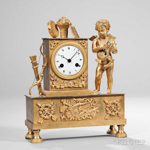 French Gilt-bronze Figural Mantel Clock