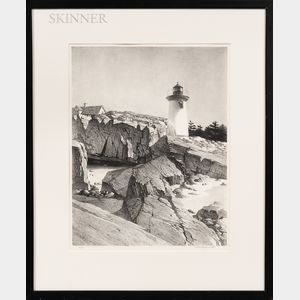 Two Framed Prints: Stow Wengenroth (American, 1906-1978),Maine Lighthouse