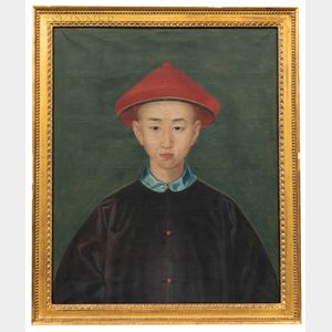 Jesuit Artist at the Imperial Court (Chinese, Late 18th Century),Portrait of a Young Official of the First Rank, Wearing a Red Hat, Un