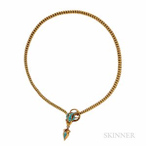 Victorian Gold and Turquoise Snake Necklace