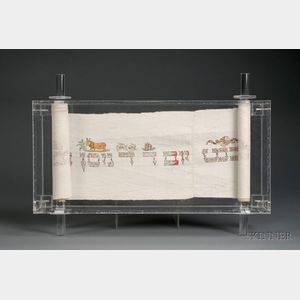 Painted Linen Torah Binder (Wimpel)