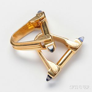 18kt Gold and Sapphire Cuff Links