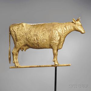 Large Gilt Molded Copper Cow Weathervane