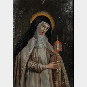 Continental School, 16th Century Style St. Clare of Assisi Holding a Monstrance with the Consecrated Host
