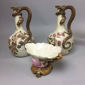 Pair of Royal Worcester Porcelain Vases and a Bowl