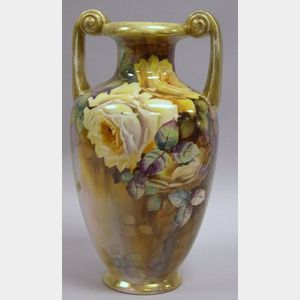Noritake Handpainted Rose Decorated Porcelain Vase.
