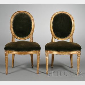 Set of Six Louis XVI-style Giltwood Side Chairs