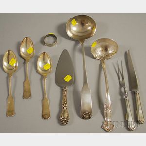 Nine Sterling Silver and Silver-plated Flatware and Table Items