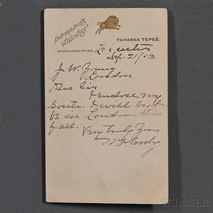 Cody, William Frederick "Buffalo Bill" (1846-1917) Autograph Note Signed, 21 September 1913.