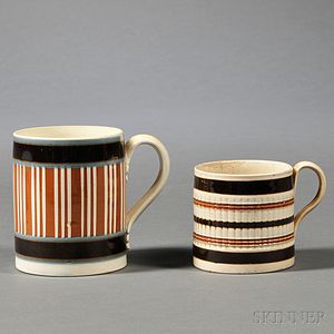 Two Mocha-decorated Pearlware Mugs