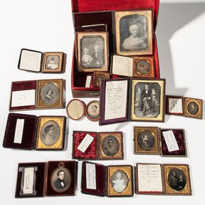 Fourteen Early Cased Photographs and a Portrait Miniature