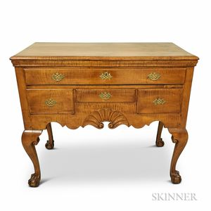 Queen Anne-style Shell-carved Tiger Maple High Chest Base