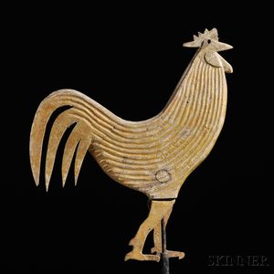 Carved and Gilded Wood and Iron Rooster Weathervane