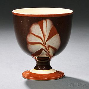 Mocha-decorated Creamware Footed Goblet
