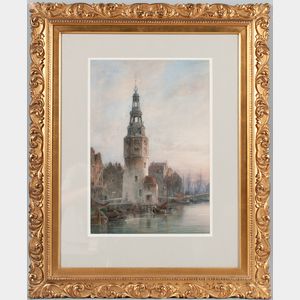 Cornelis Christiaan Dommelshuizen (1842-1928) View of the Montelbaanstoren, Amsterdam