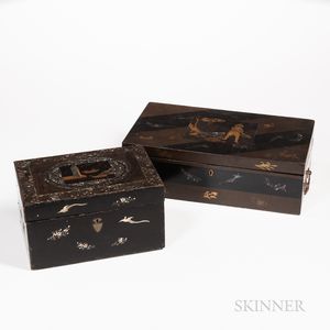 Two Portable Export Gilt and Mother-of-pearl-inlaid Lacquer Boxes