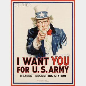 Lot of Two World War I Posters: James Montgomery Flagg (American, 1877-1960),I Want You for U.S. Army