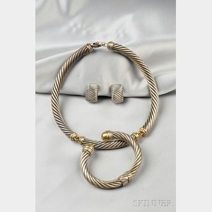 Sterling Silver and 14kt Gold Cable Suite, David Yurman