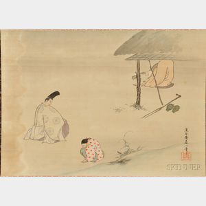 Hanging Scroll Depicting a Tale of Genji Scene