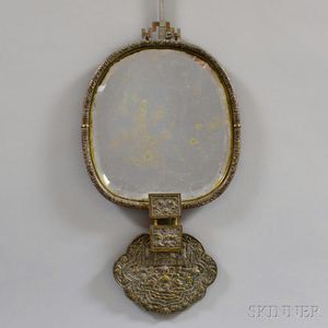 Japanese Repousse and Engraved Brass Mirror