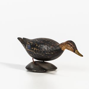 Carved and Painted Miniature Male Black Duck