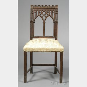 Gothic-Revival Oak Side Chair