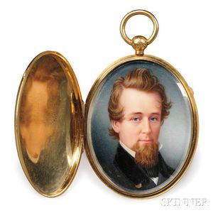 American School, Early 19th Century Portrait Miniature of a Man with a Goatee.