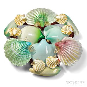 Art Glass Shell Chandelier