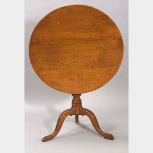 Queen Anne Tiger Maple, Maple, and Birch Tilt-top Tea Table