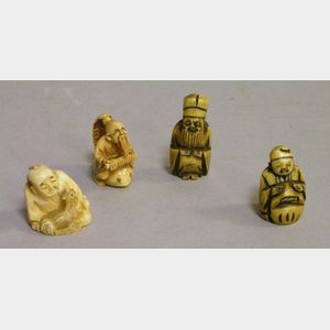 Four Japanese Carved Ivory Netsuke.