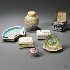 Twelve Pieces of Peking Enamel