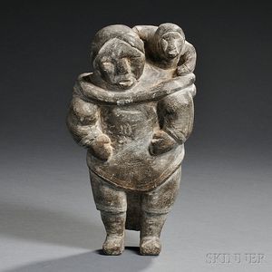 Inuit Sculpture of a Mother and Child