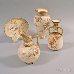 Four Doulton Burslem Floral-decorated Ceramic Items