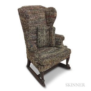 Queen Anne-style Upholstered Winged Rocking Chair