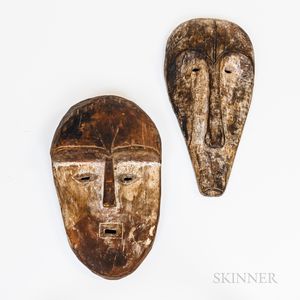Two African Carved Wood Fang Masks