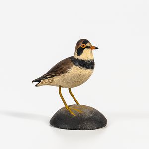 Carved and Painted Miniature Semipalmated Plover