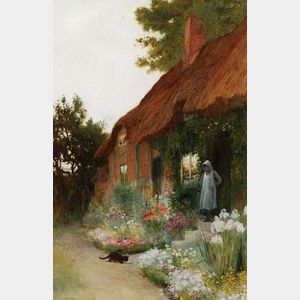 Attributed to Helen Allingham (British, 1848-1926) Cottage at Witley