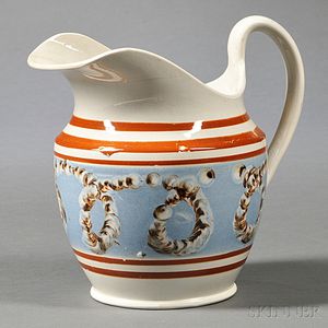 Wide Mouth Mocha-decorated Pearlware Pitcher