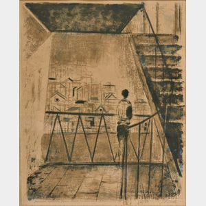 Joseph Floch (American/Austrian, 1895-1977) Figure on a Stairway